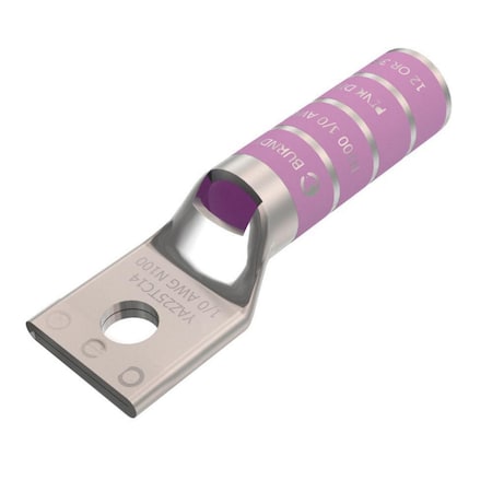 Burndy Cu Tubing Hylug (One Hole Code), 1 Hole with Inspection Window, 1/0 AW YAZ25TC14